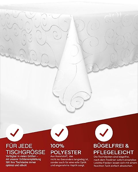 texpot Tischdecke Ranken Schnörkel glänzend bügelfrei günstig online kaufen