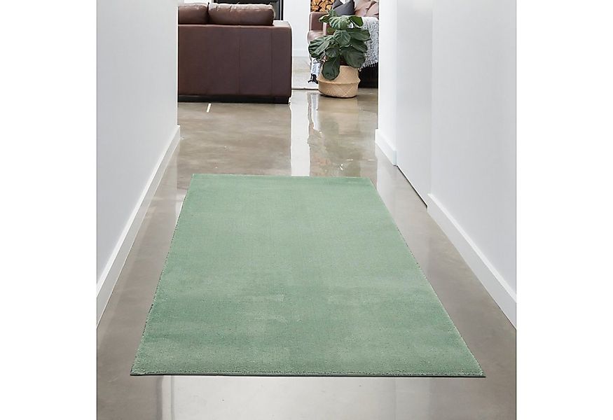 Carpetia Teppich Wohnzimmer Shaggy Teppich mit weichem Hochflor in grün, re günstig online kaufen