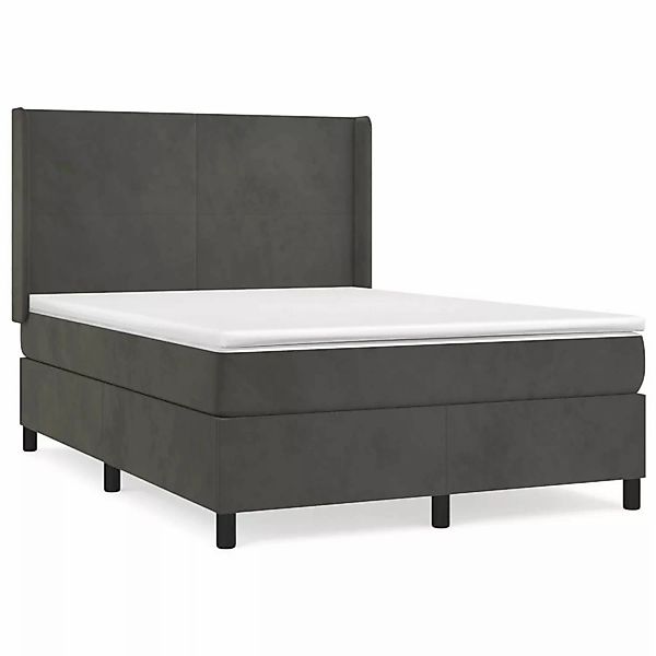 vidaXL Boxspringbett Boxspringbett mit Matratze Dunkelgrau 140x190 cm Samt günstig online kaufen