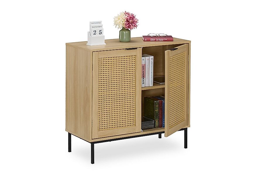 relaxdays Sideboard mit 2 Rattan Türe günstig online kaufen