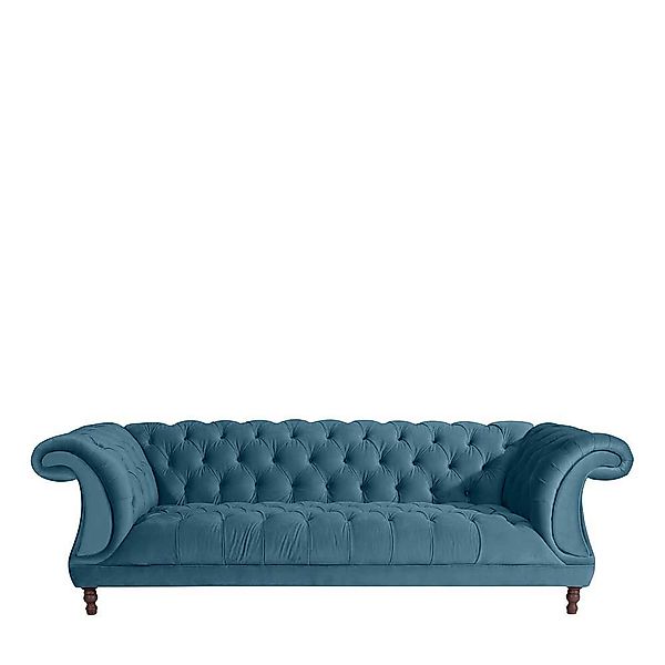 Dreisitzer Couch Velour Petrol im Barockstil 253 cm breit günstig online kaufen