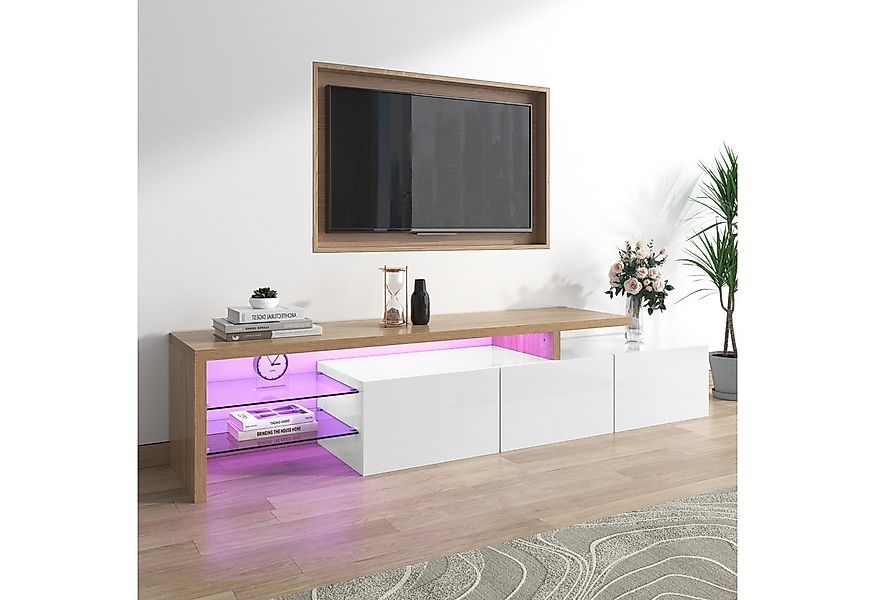 PXloue Lowboard mit LED-Beleuchtung, großer Stauraum, TV-Board, TV-Schrank, günstig online kaufen