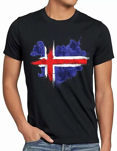 style3 Print-Shirt Herren T-Shirt Flagge Island Fußball Sport Iceland WM EM günstig online kaufen