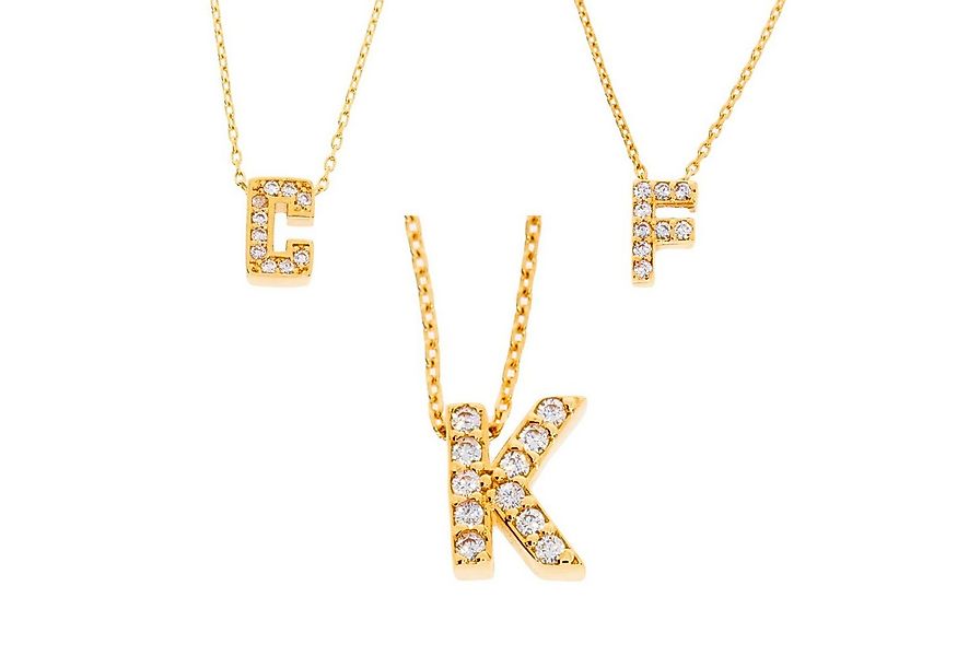 Stella-Jewellery Collier 585er Gold Halskette Zirkonia Buchstaben Anhänger günstig online kaufen