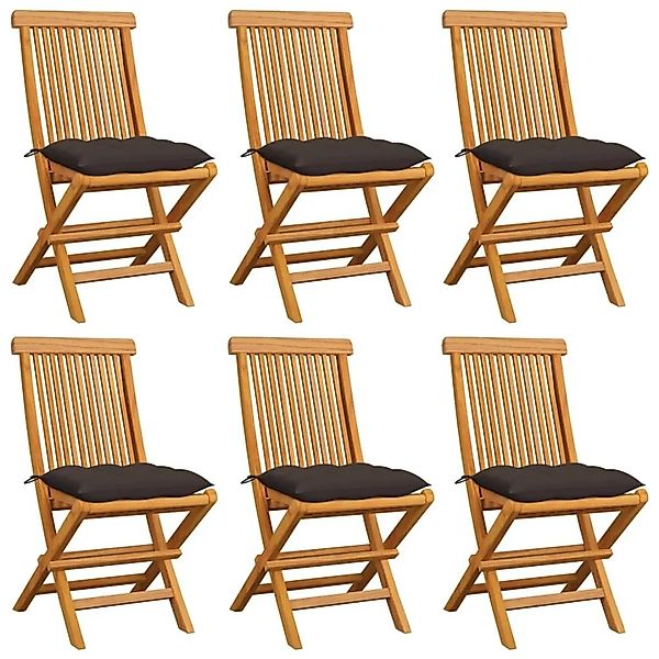 vidaXL Gartenstühle mit Taupe Kissen 6 Stk Massivholz Teak 3065613 günstig online kaufen
