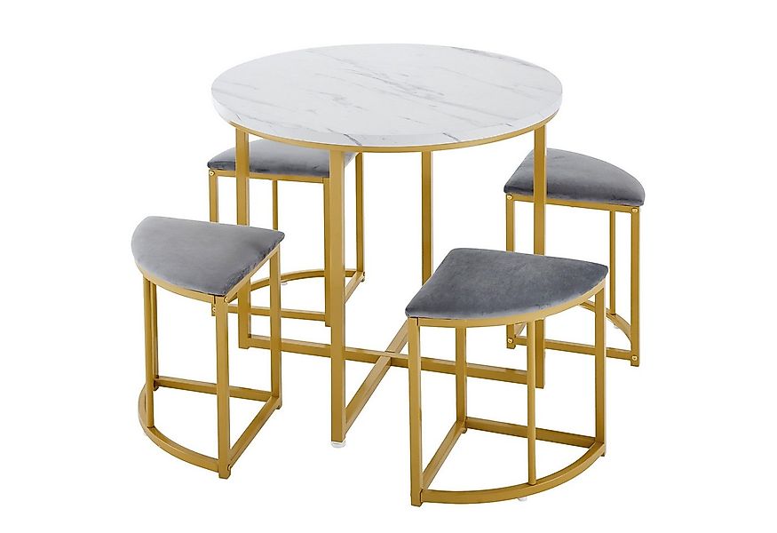 OKWISH Essgruppe Esszimmertisch-Set, (mit Esstisch, 4 kleinen Hockers, 5-tl günstig online kaufen