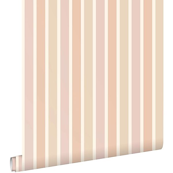 ESTAhome Tapete Streifen Beige Terrakotta und Aubergineviolett 50 x 900 cm günstig online kaufen