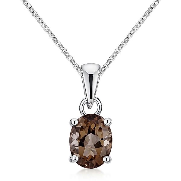 Materia Kettenanhänger Damen Rauchquarz Edelstein oval günstig online kaufen