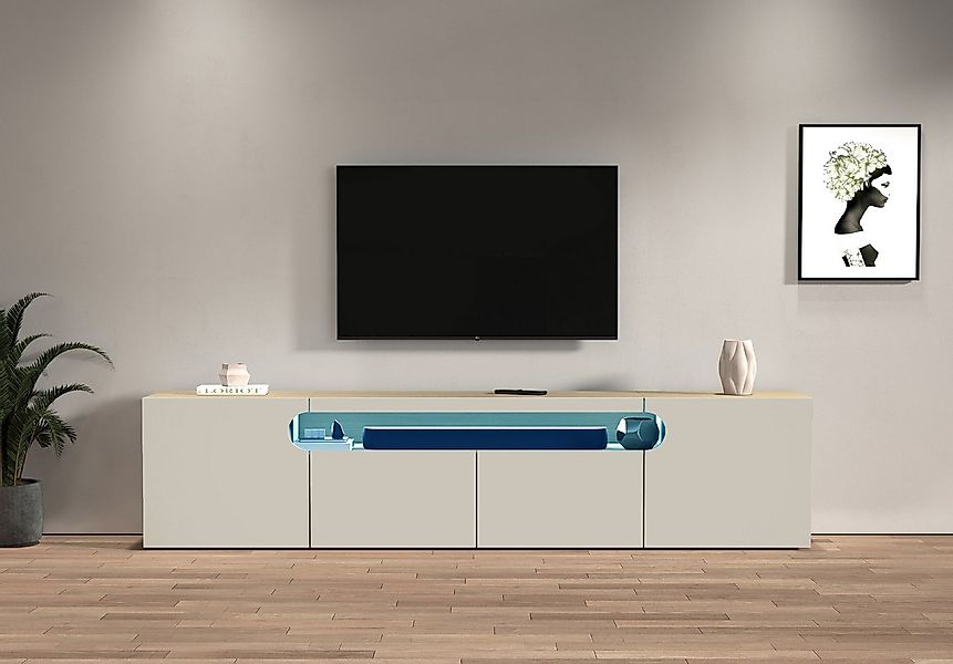 Home affaire Lowboard REAL TV-Möbel, 240 cm breit, 40/60 cm hoch, Hochglanz günstig online kaufen