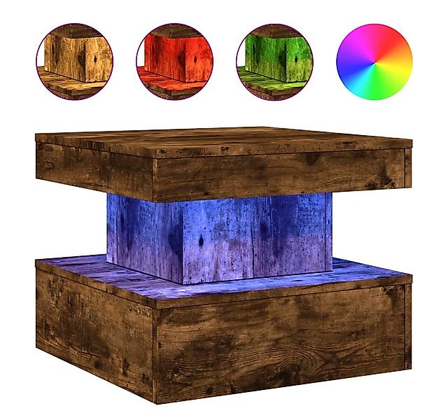vidaXL Couchtisch Couchtisch mit LED Leuchten Räuchereiche 50x50x40 cm günstig online kaufen