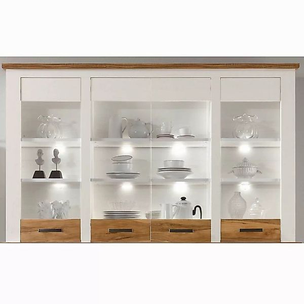 trendteam Vitrine Vitrinenaufsatz Wohnzimmerschrank Standvitrine Weiß 207x1 günstig online kaufen