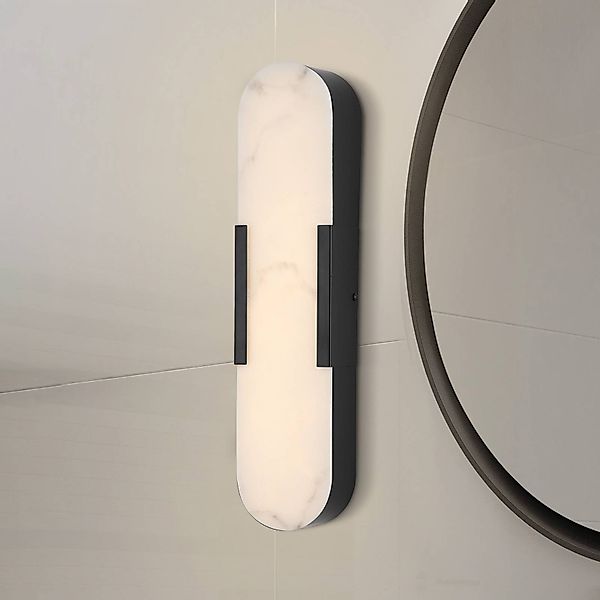 LED-Bad-Wandlampe Opaline, Höhe 50 cm, schwarz, Metall/Resin günstig online kaufen