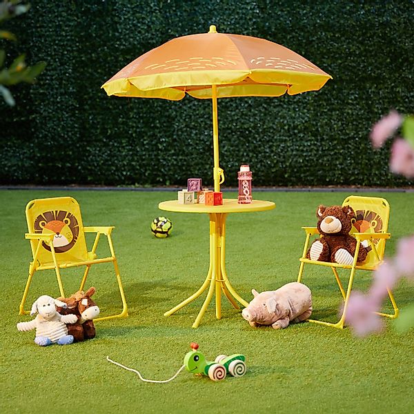 relaxdays Garten-Kindersitzgruppe Camping Kindersitzgruppe mit Schirm, günstig online kaufen