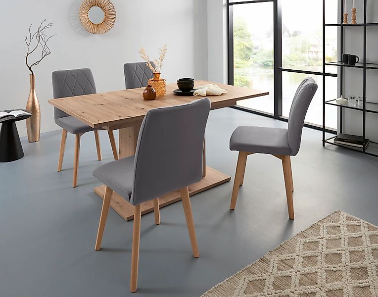 Home affaire 4-Fußstuhl "Brest" (Set) 2 Stk.Sitz und Rücken gepolstert, Rau günstig online kaufen