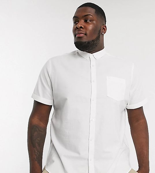 New Look Plus – Kurzärmliges Oxford-Hemd in Weiß günstig online kaufen