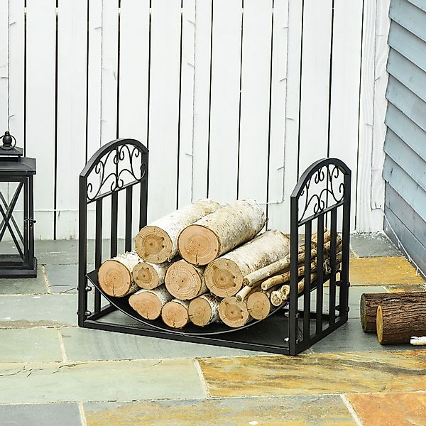 Outsunny Kaminholzregal Brennholzständer 60 kg belastbar Feuerholzablage Me günstig online kaufen