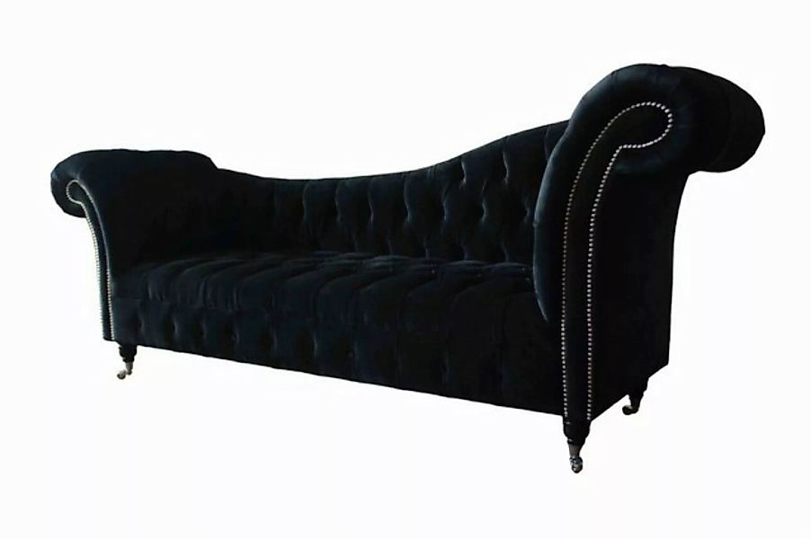 JVmoebel Chesterfield-Sofa LUXURIÖSER SCHWARZER SAMT CHESTERFIELD CHAISE LO günstig online kaufen