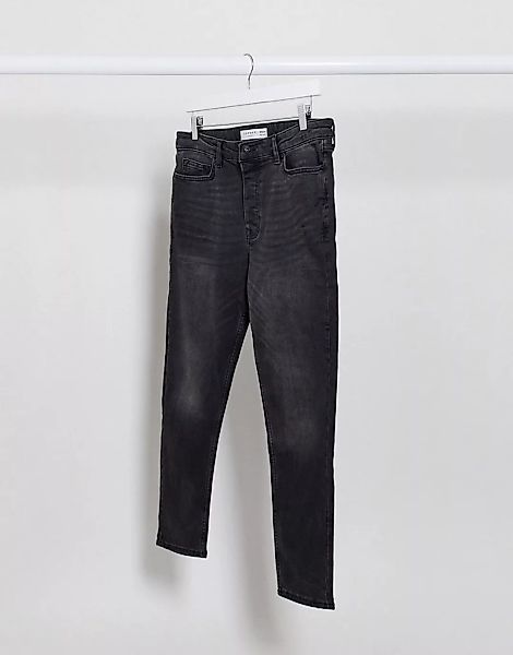 Topman – Schmal zulaufende Stretch-Jeans in verwaschenem Schwarz günstig online kaufen