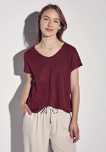 STREET ONE T-Shirt mit abgerundetem V-Ausschnitt günstig online kaufen
