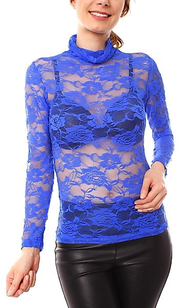 Muse Spitzenshirt Turtleneck Spitzenshirt Langarm transparent günstig online kaufen