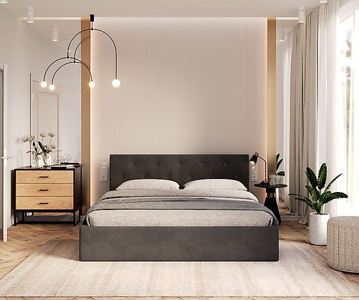 thematys Polsterbett Bett Stauraumbett aus Velours, 120x200, 140x200, 160x2 günstig online kaufen