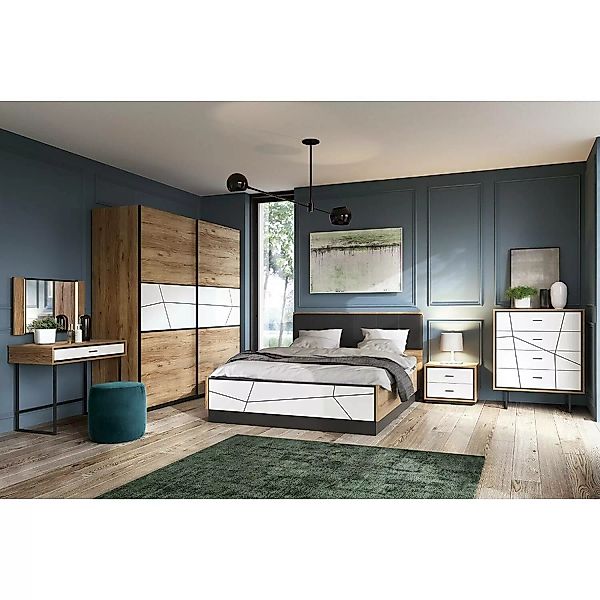 Schlafzimmer Komplett Set mit Bettgestell 165 cm BRISTOL-129 in Catania Eic günstig online kaufen