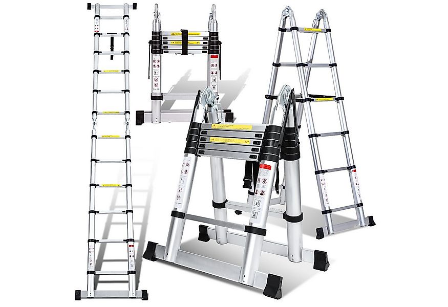 Clanmacy Teleskopleiter 1.9+1.9M klappbar Mehrzweckleiter - Stehleiter günstig online kaufen