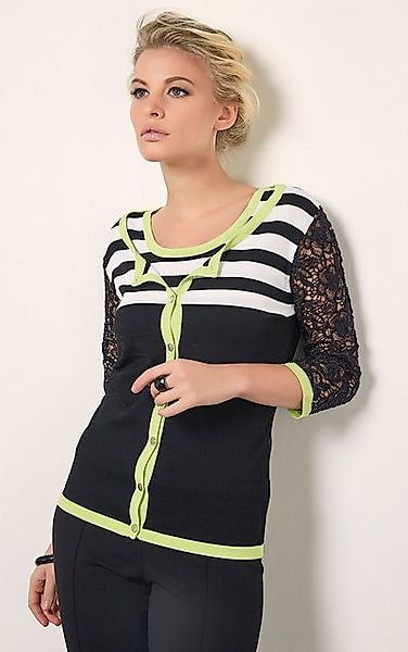 Passioni 2-in-1-Strickjacke Twinset mit weißen Streifen günstig online kaufen
