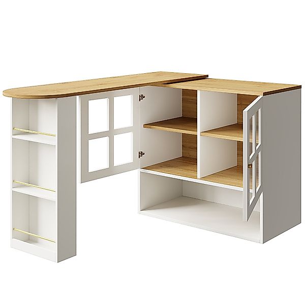 360° Drehbarer Essbar, mit Snackregal und 5 Ablageflächen, 138-204x39x102,5 günstig online kaufen