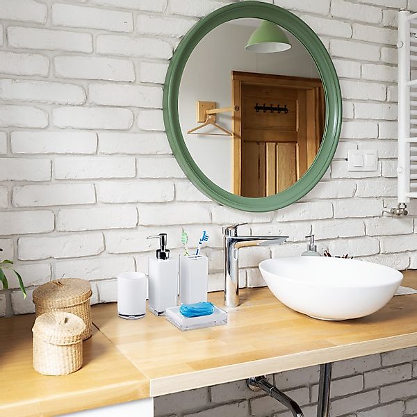 relaxdays Badezimmer-Set Badaccessoires Set 4-teilig, Weiß günstig online kaufen