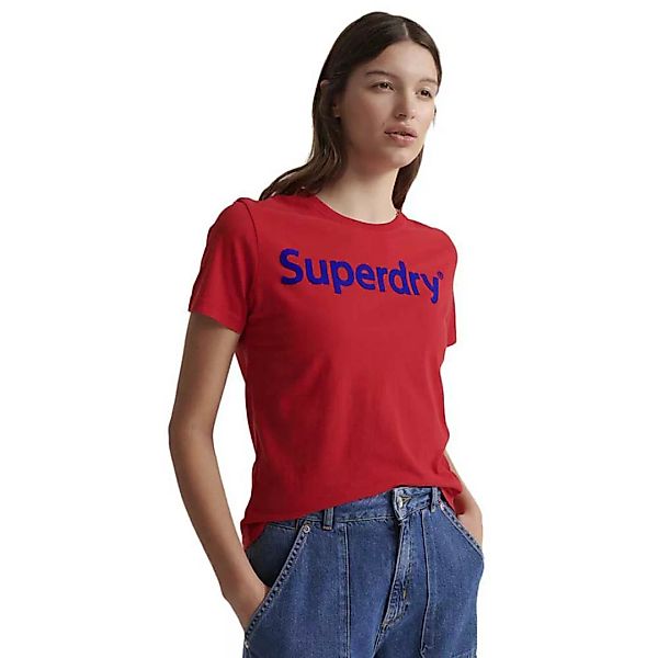 Superdry Regular Flock Kurzarm T-shirt XS Rouge Red günstig online kaufen