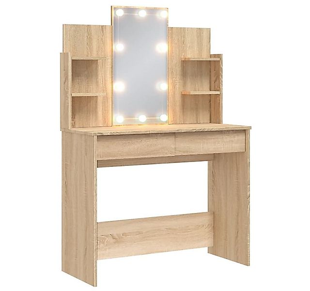 vidaXL Schminktisch, Frisiertisch mit LED-Leuchten Sonoma-Eiche 96x40x142 c günstig online kaufen