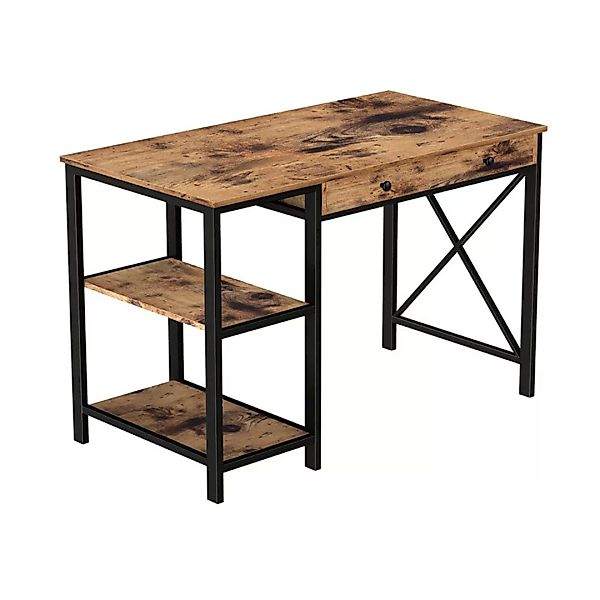 Schreibtisch Computertisch Industrial-Design Metall Holz Vintagebraun-Schwa günstig online kaufen