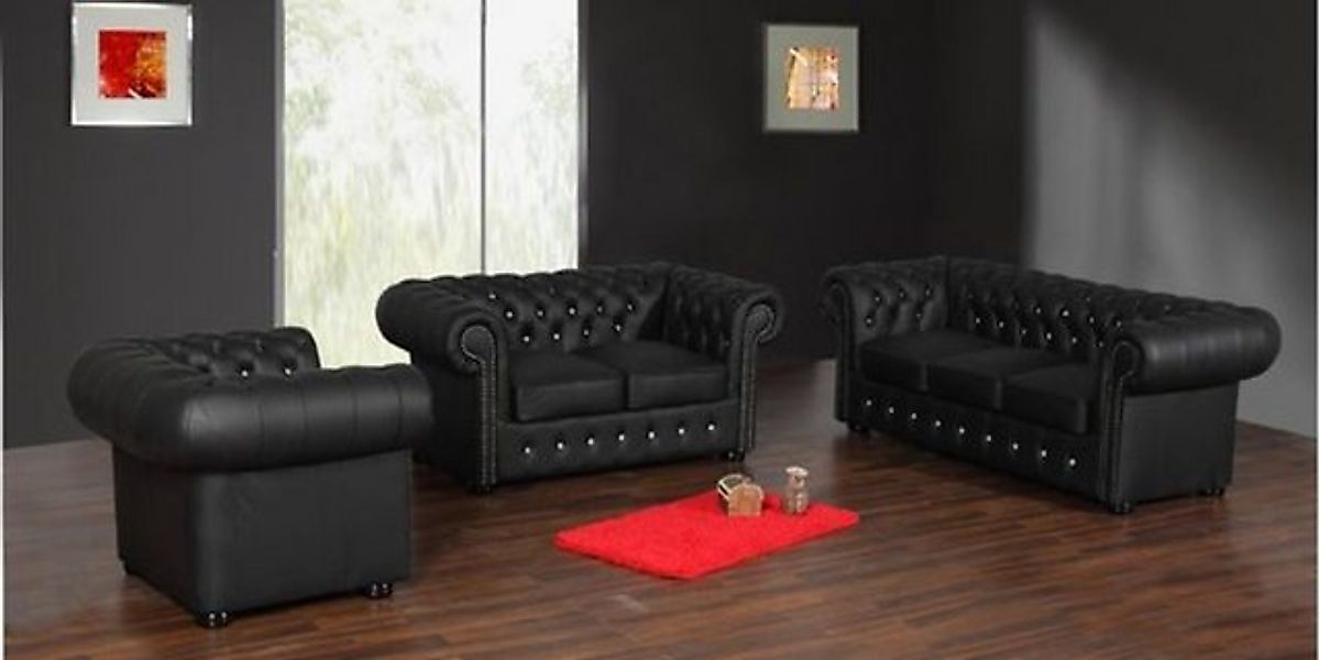 JVmoebel Chesterfield-Sofa Ledersofa Sofagarnitur Komplette Sofa Couch Garn günstig online kaufen
