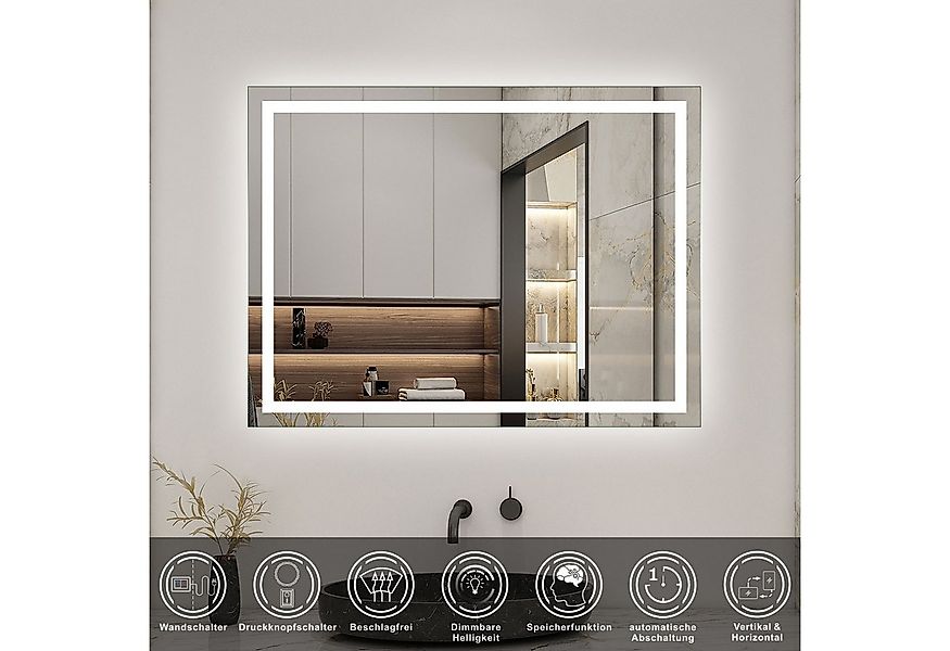 Aica Sanitär Badspiegel Badspiegel mit Beleuchtung LED Knopfschalter Kaltwe günstig online kaufen