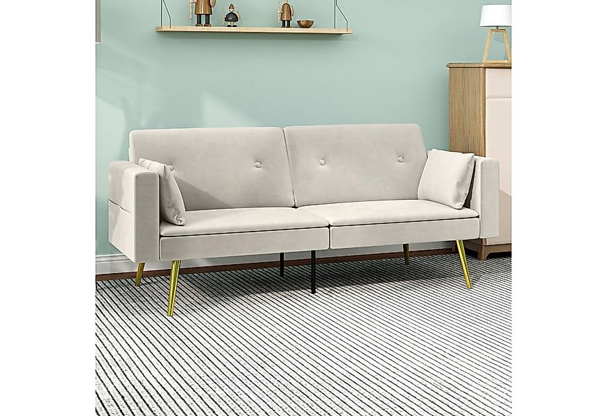 HOMCOM Schlafsofa mit Verstellbar Rückenlehne, Seitentasche, 2er-Sofa 1 Tei günstig online kaufen