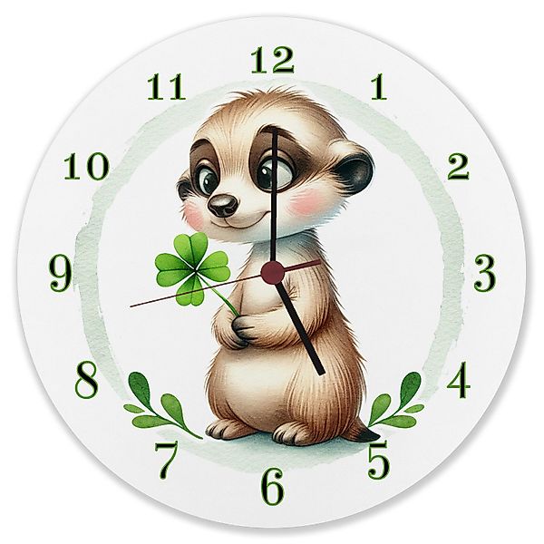 speecheese Wanduhr Erdmännchen mit Kleeblatt Wanduhr günstig online kaufen