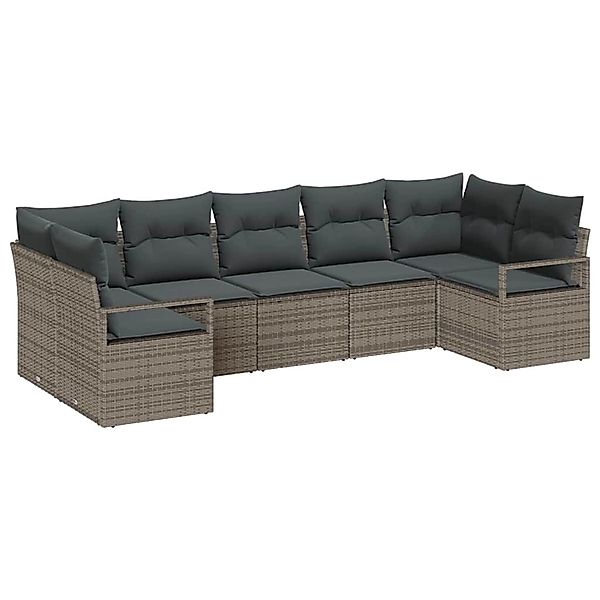 vidaXL Garten-Sofa-Set 7-Tlg Grau Poly Rattan 3346529 günstig online kaufen