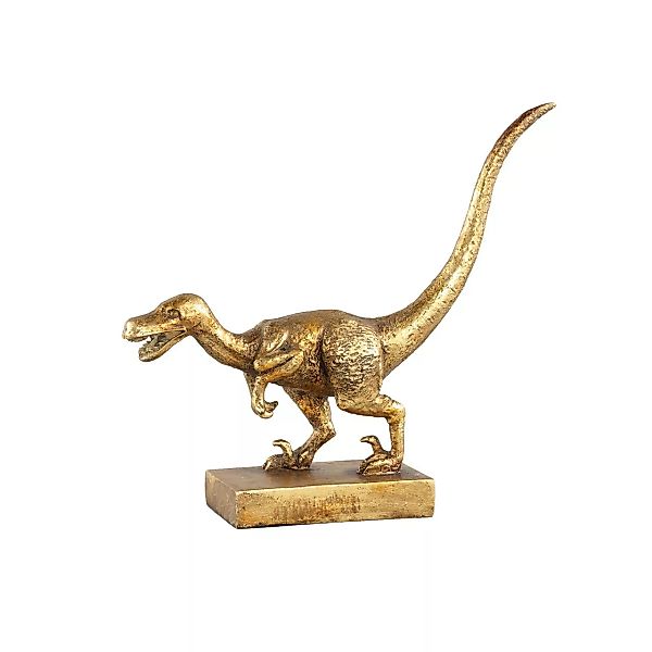 Dino Skulptur Raptor Statue Dinosaurier Gold günstig online kaufen