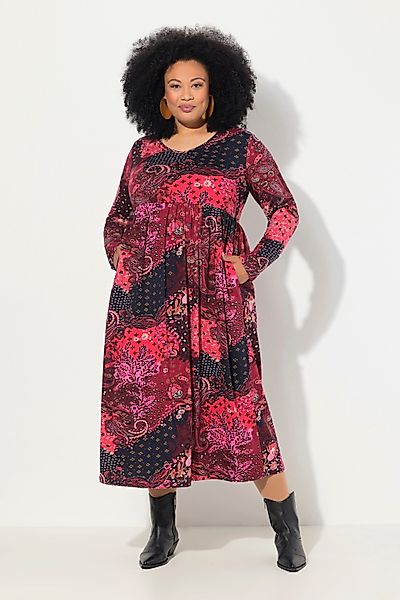 Ulla Popken Maxikleid Jerseykleid Paisley V-Ausschnitt günstig online kaufen