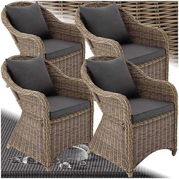 tectake Rattanstuhl 4er Set Rattansessel (Set, günstig online kaufen