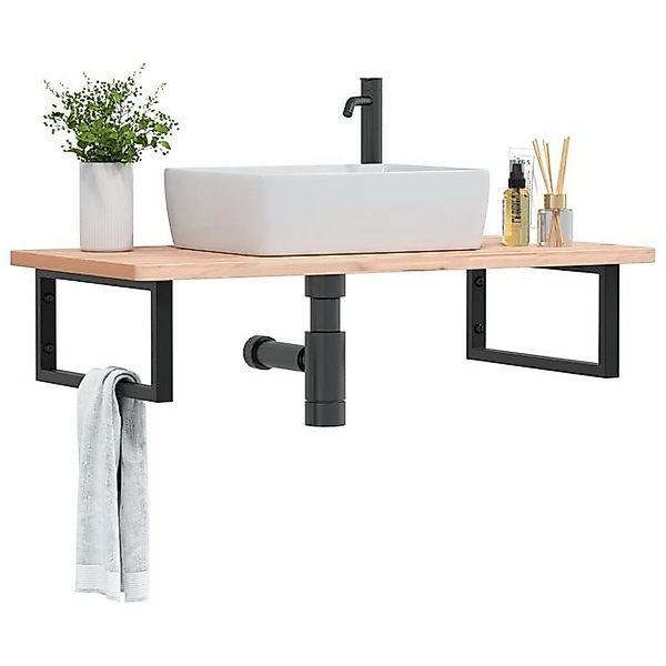 vidaXL Waschbeckenschrank Waschbeckenregal Wandmontage Stahl und Massivholz günstig online kaufen
