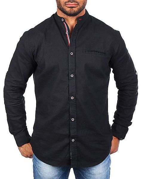 CARISMA Langarmhemd Herren Baumwoll Leinen Mix Hemd einfarbig körperbetont günstig online kaufen