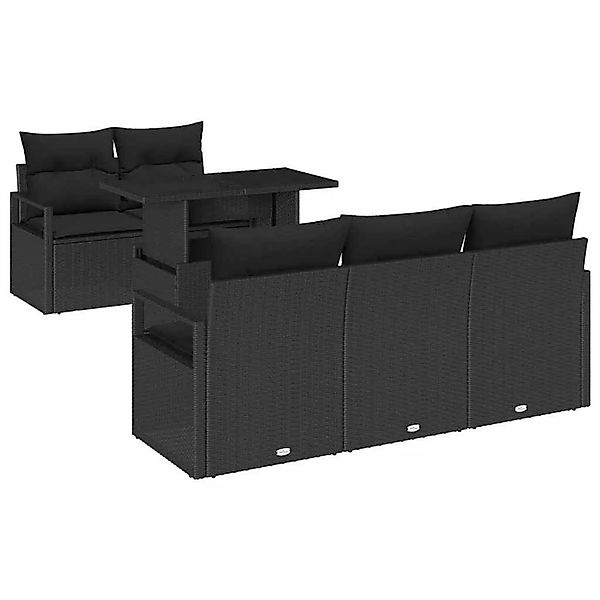 vidaXL Sofa Set mit Kissen 6-Tlg Schwarz Poly-Rattan 3348739 günstig online kaufen