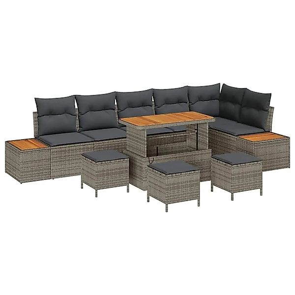 vidaXL Gartensofa-Set mit Kissen mit Speicher 10 Stk Grau Poly Rattan 33648 günstig online kaufen