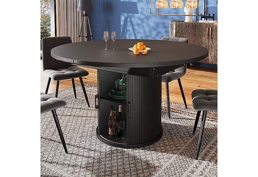 REDOM Esstisch Runder Tisch,Teleskoptisch (Ausziehbarer Esstisch mit Walnus günstig online kaufen