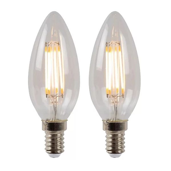 LED Leuchtmittel E14 Kerze - B35 in Transparent 4W 400lm 2er-Pack günstig online kaufen
