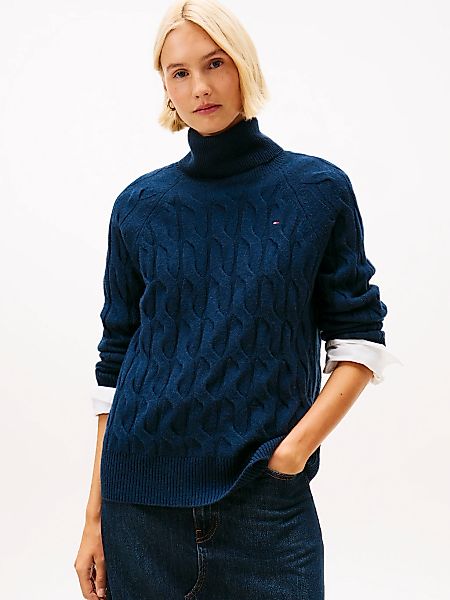 Tommy Hilfiger Rollkragenpullover "SOFT WOOL CABLE ROLL-NK LS SWT" mit Zopf günstig online kaufen