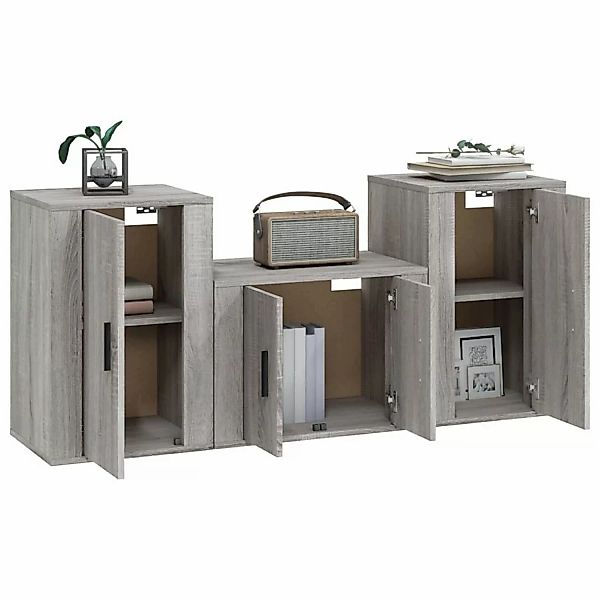 Vidaxl 3-tlg. Tv-schrank-set Grau Sonoma Holzwerkstoff günstig online kaufen