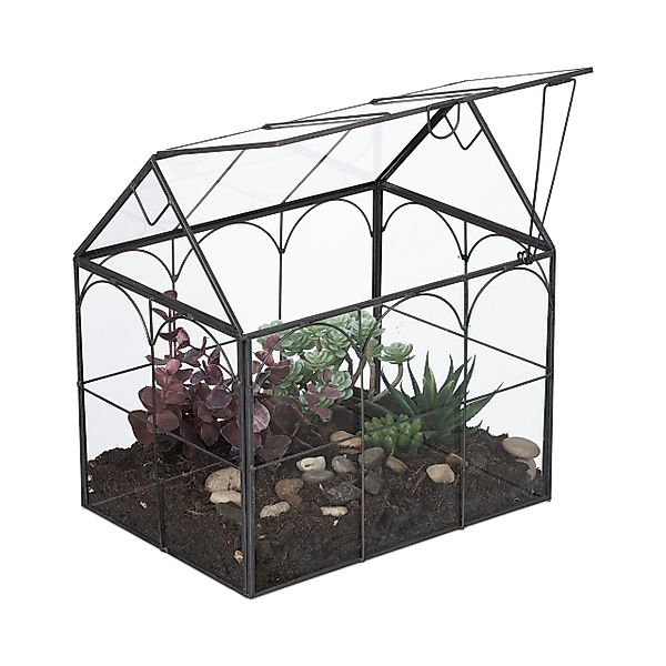 relaxdays Dekovase Pflanzenterrarium Glas Hausform (1 günstig online kaufen